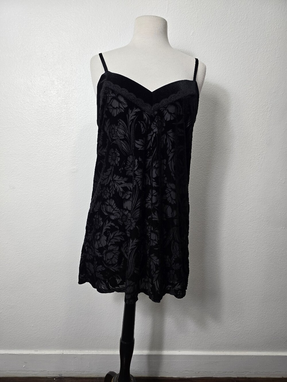 Adore Me Black Floral Burnout Slip Dress